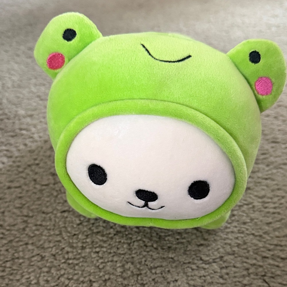 Green Frog Hooded Stuffed Animal